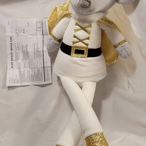 FAO Schwarz White Plush Mouse with Gold Cape Trim